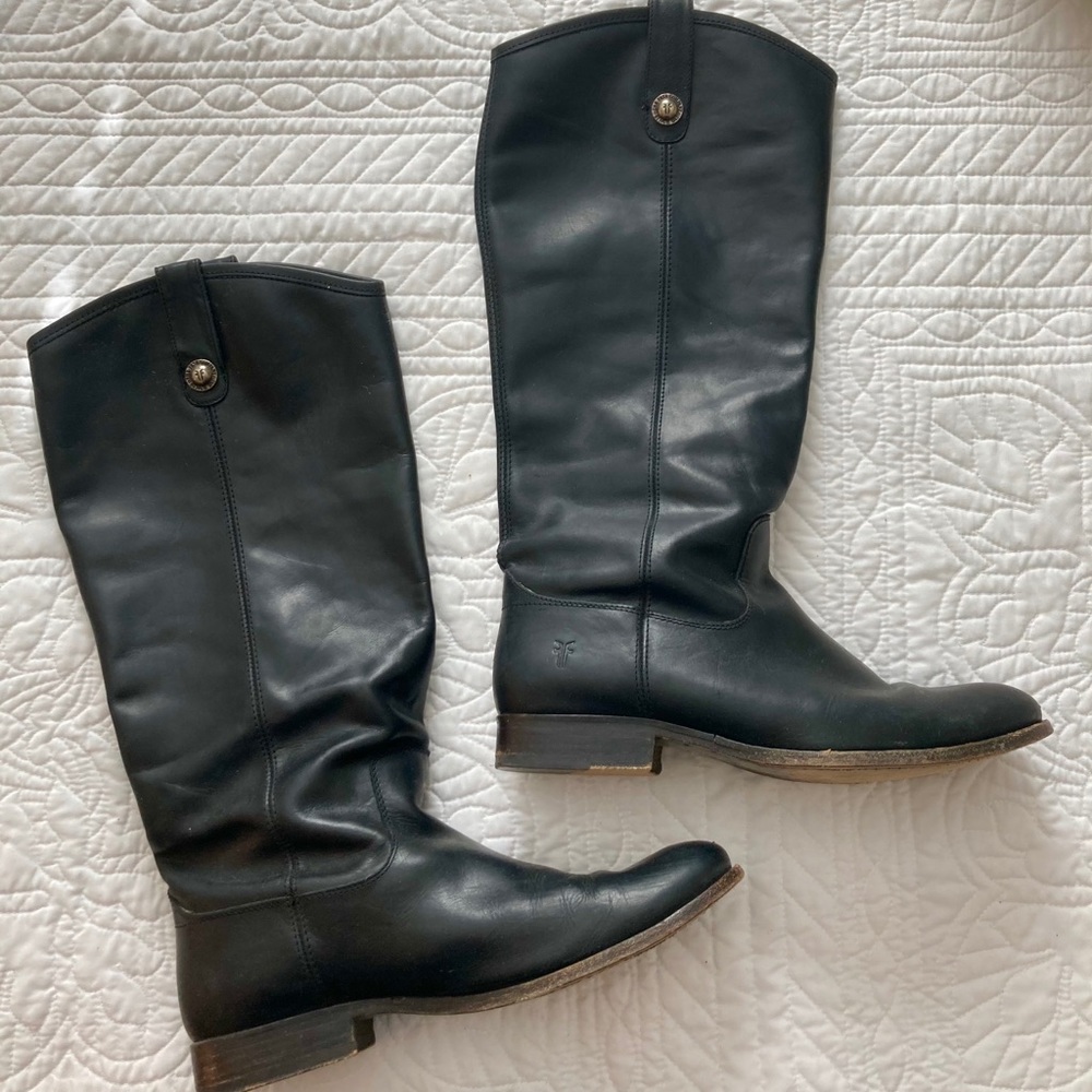Frye Black Leather Extend Calf Boots